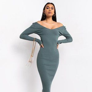 YOU AND ME LONG RIBBED SWEATER DRESS